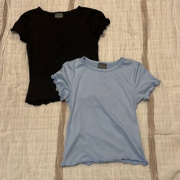 2 shirts one black one baby blue. Made by Olivia Rae in size extra small-small - Picture 1 of 2